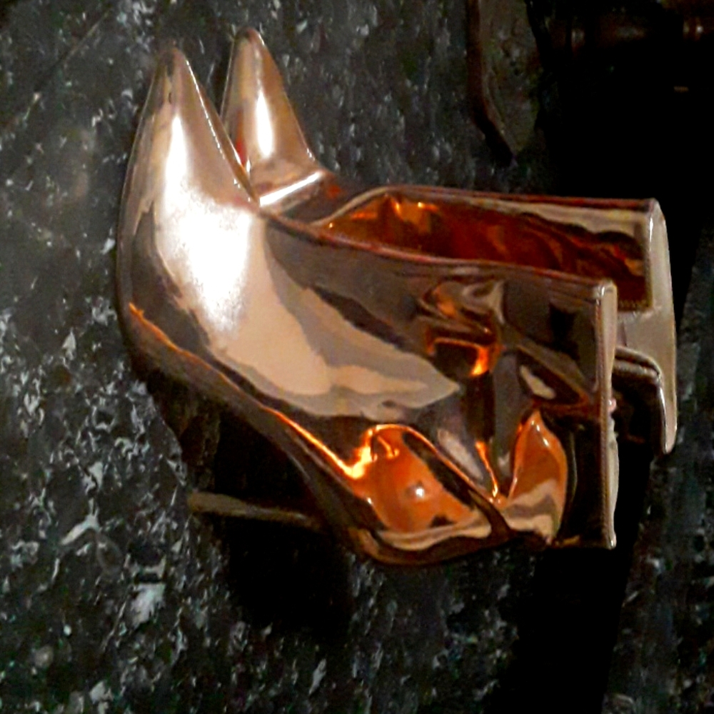 Metallic rose gold ankle boots